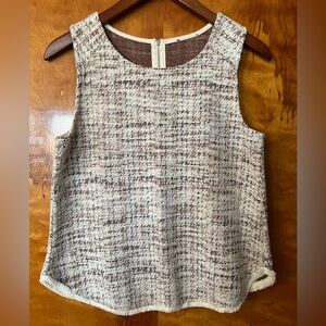 W5 + Anthropologie - Cream and Brown Tweed Women's Top